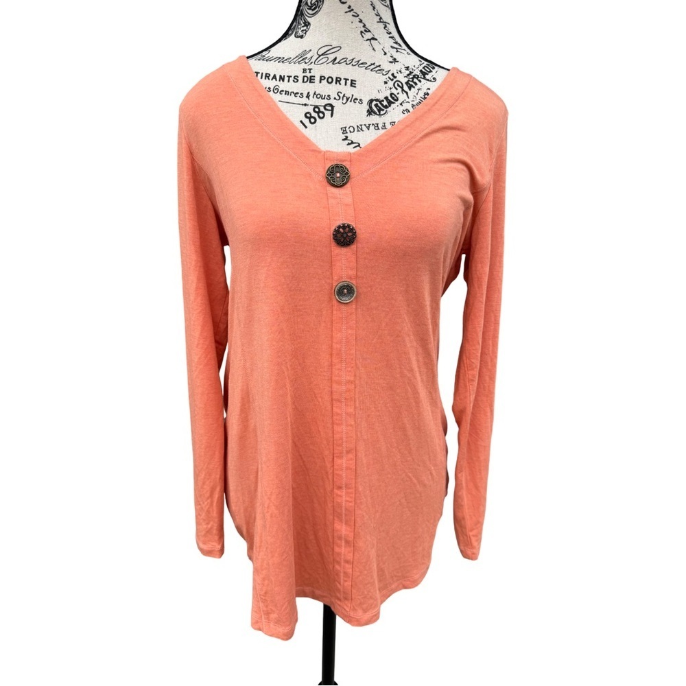 Soft Surroundings Orange V-Neck Boho Maddalena Tunic Top Size S